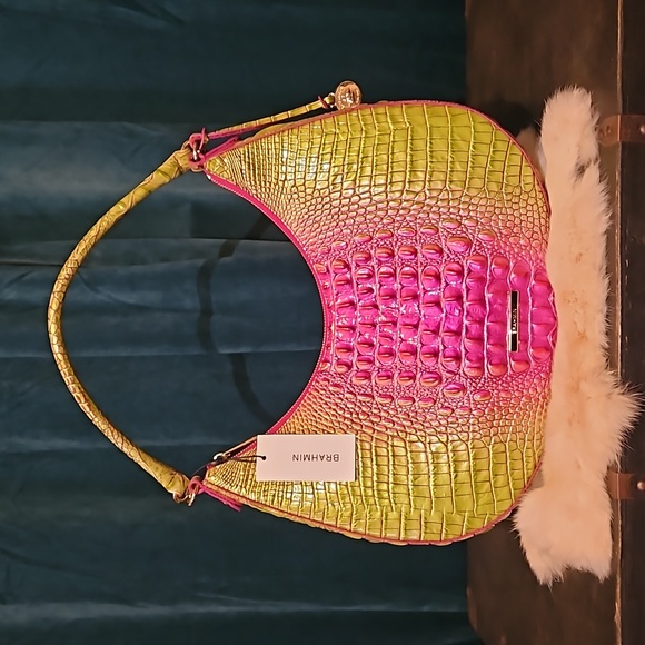 NWT BRAHMIN Bekka from Melbourne Collection Shoulder Bag in Rare Ombre Limeade - Picture 2 of 7